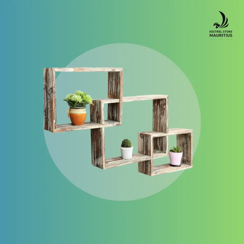 Wall Mounted Interlocking Floating Wooden Shelves