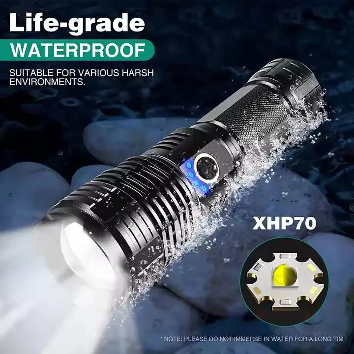 LED Flashlight – 5 Modes, Zoomable, USB Rechargeable, 1,200 Lumens