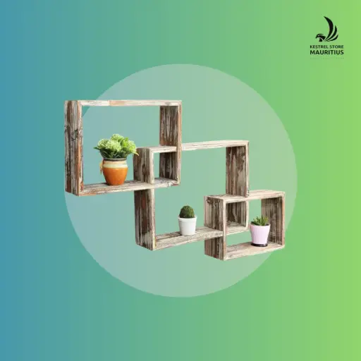 Wall Mounted Interlocking Floating Wooden Shelves